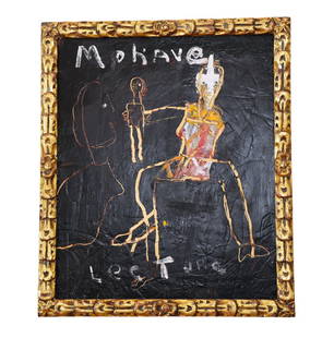 James Havard "Mohave Lecture": James Havard oil and wax on wood, 1996. Title: "Mohave Lecture". Provenance: Bill Lowe Gallery in Atlanta, GA, and Allan Stone Gallery, New York (labels on verso). The work is set in an antique gold f