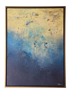 Ed Nash "Nautilus" Acrylic: An original acrylic on board by Ed Nash. Titled "Nautilus" and signed on the lower right-hand corner. Set in a gold floating frame. Provenance: Gallery 1401, Chattanooga, TN.