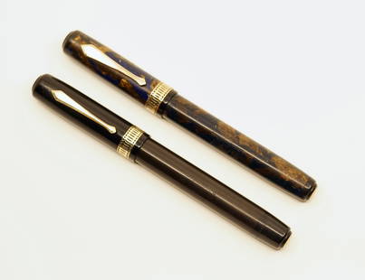 Waterman Patrician Fountain Pen Lot (2), Turquoise & Jet: Waterman Patrician lot (2). The Patrician was Waterman’s first foray into celluloid pens, the last of the “big four”, (Waterman, Wahl Eversharp, Sheaffer and Parker), to make the jump from h