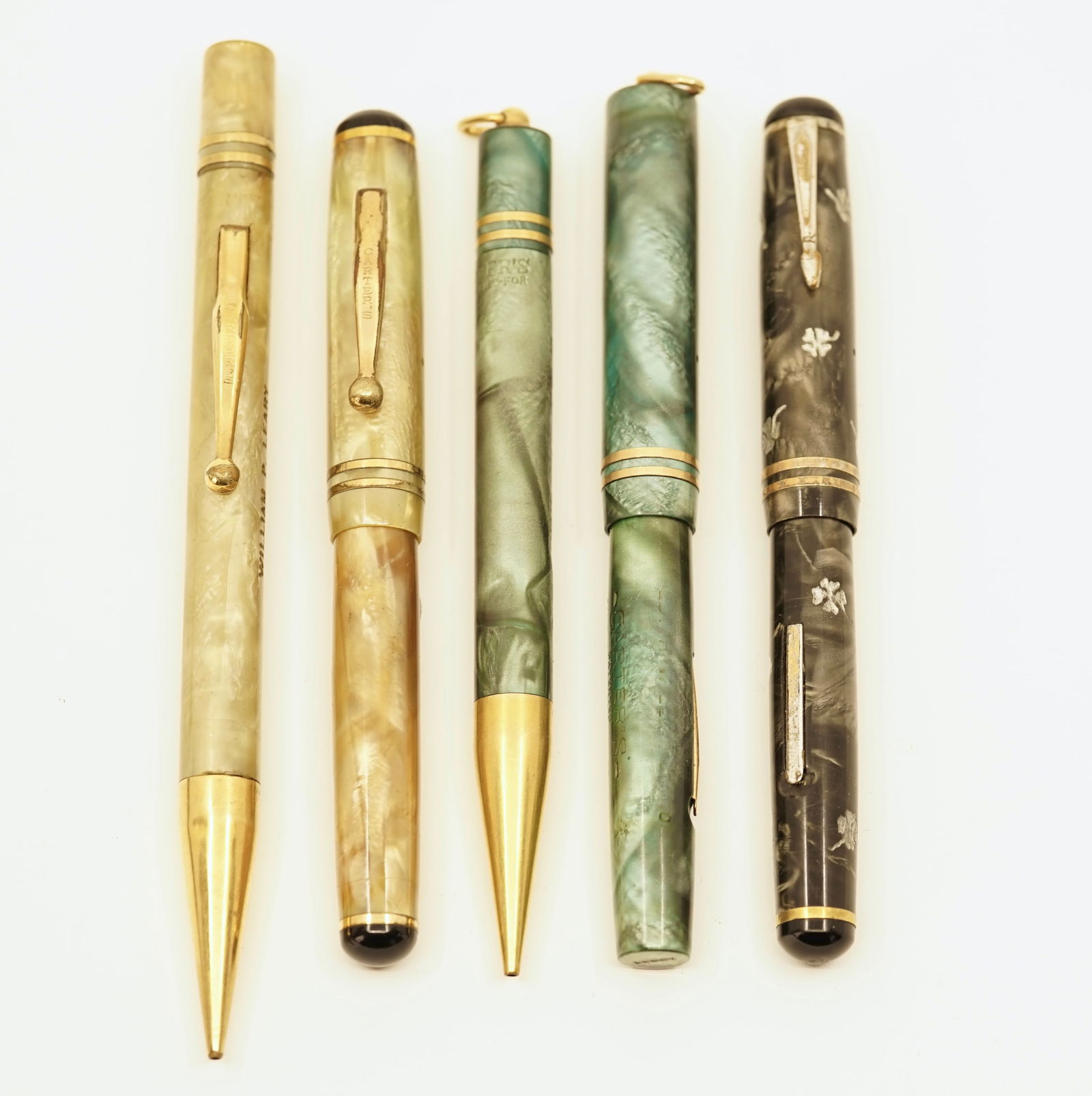 Carter Inx Pearltex Fountain Pen Lot with Cases (5) (1 of 3)