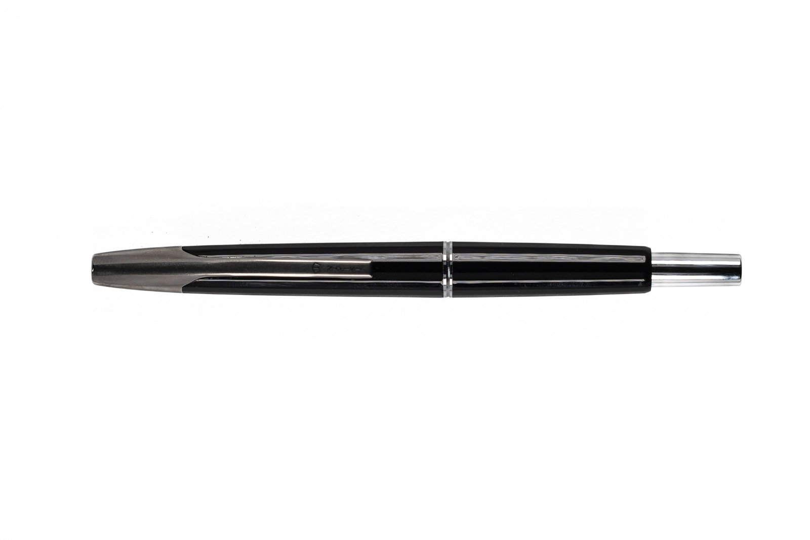 Namiki Vanishing Point Faceted Black Fountain Pen Pilot Corp: Namiki Pilot faceted Vanishing Point black and silver fountain pen. The Vanishing Point, one of Namik Pilot’s best known pens has a hidden nib that retracts in the barrel and is operated by pushing 