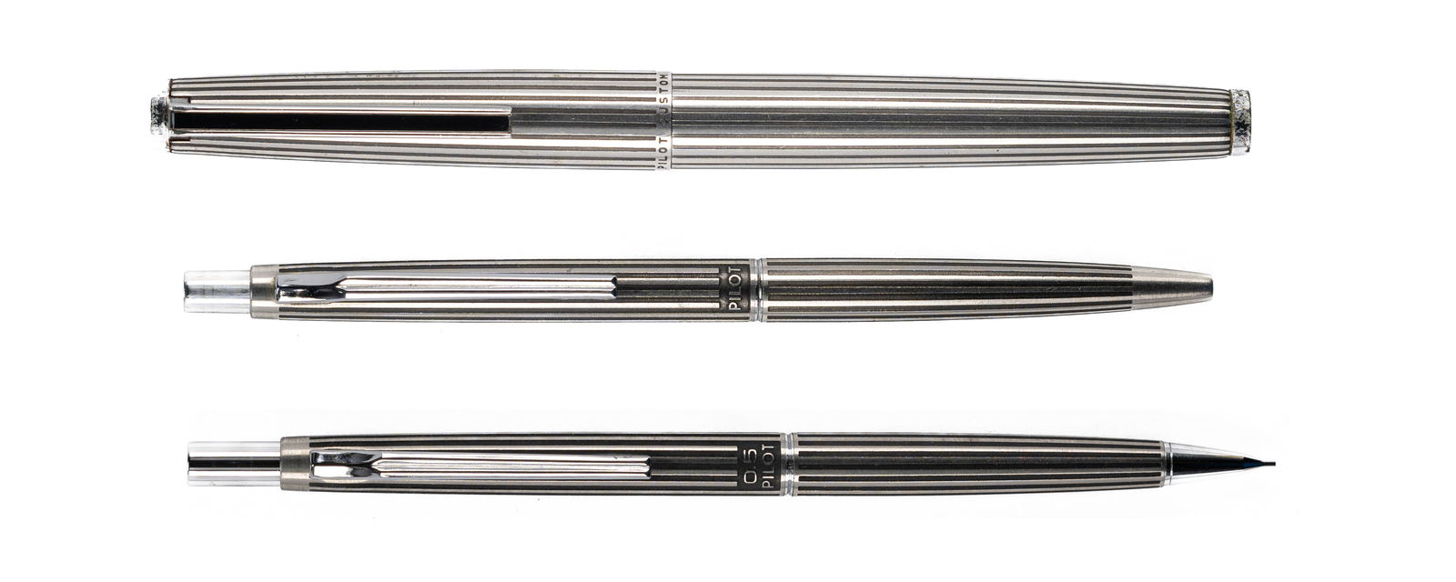 Pilot Custom Silver Black Stripe Fountain Pen Set (1 of 3)