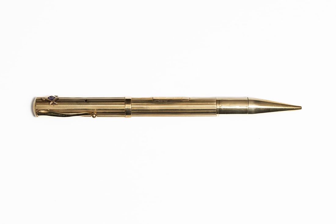 LT & Sons Solid 14K Gold Fountain Pen/Pencil Combo, Masonic Emblem (1 of 4)