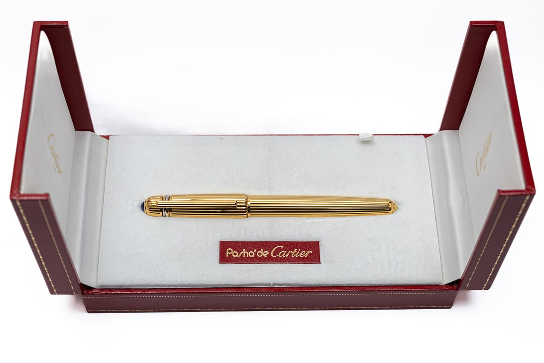 Pasha De Cartier Gold Fluted Fountain Pen, Boxed (1 of 7)
