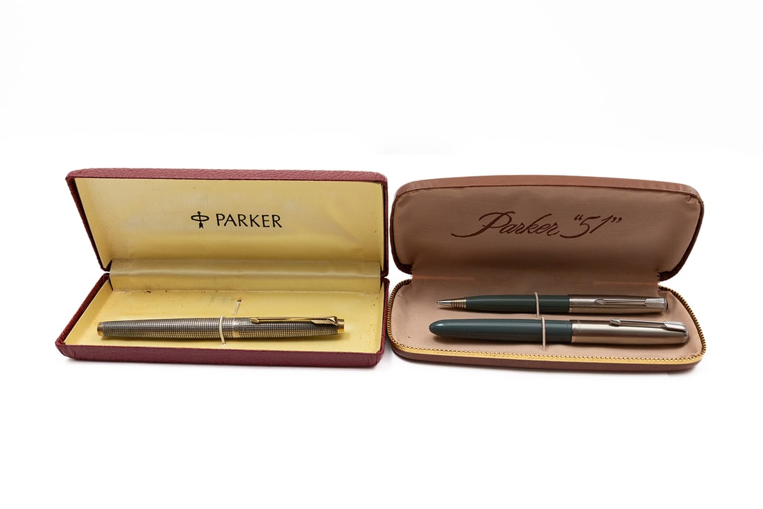 Parker 75 Cisele Sterling Fountain Pen & 51 Aerometric Set (1 of 4)