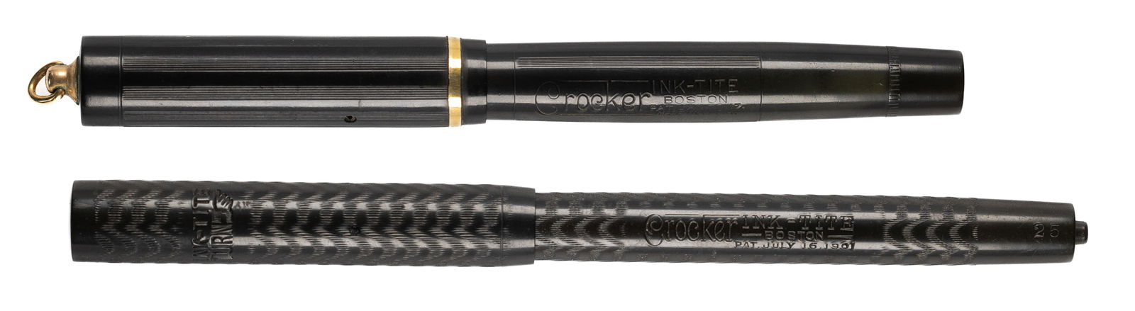 Crocker Ink-Tite Black Chased Hard Rubber Fountain Pens (1 of 3)