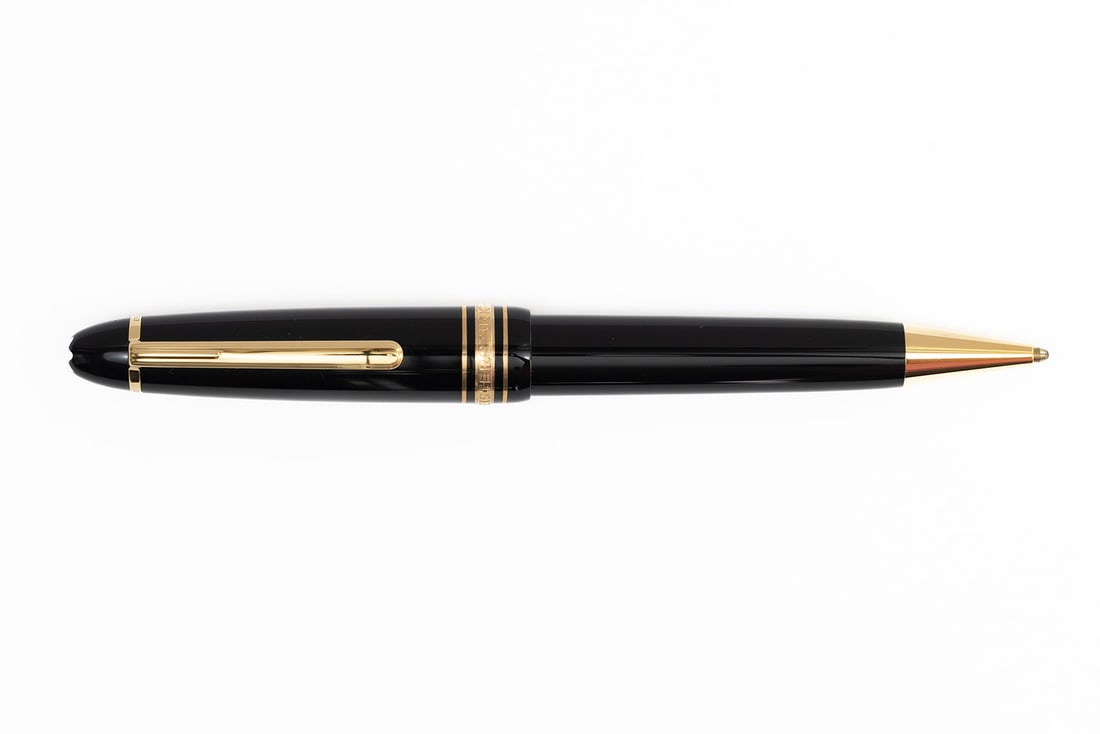 Montblanc LeGrand Ballpoint Pen Black, Boxed: Montblanc LeGrand ballpoint pen with box, outer box and papers. Large ballpoint measuring 5 7/8” long with serial number and Germany stamped on clip. Overall near mint condition, outer box shows