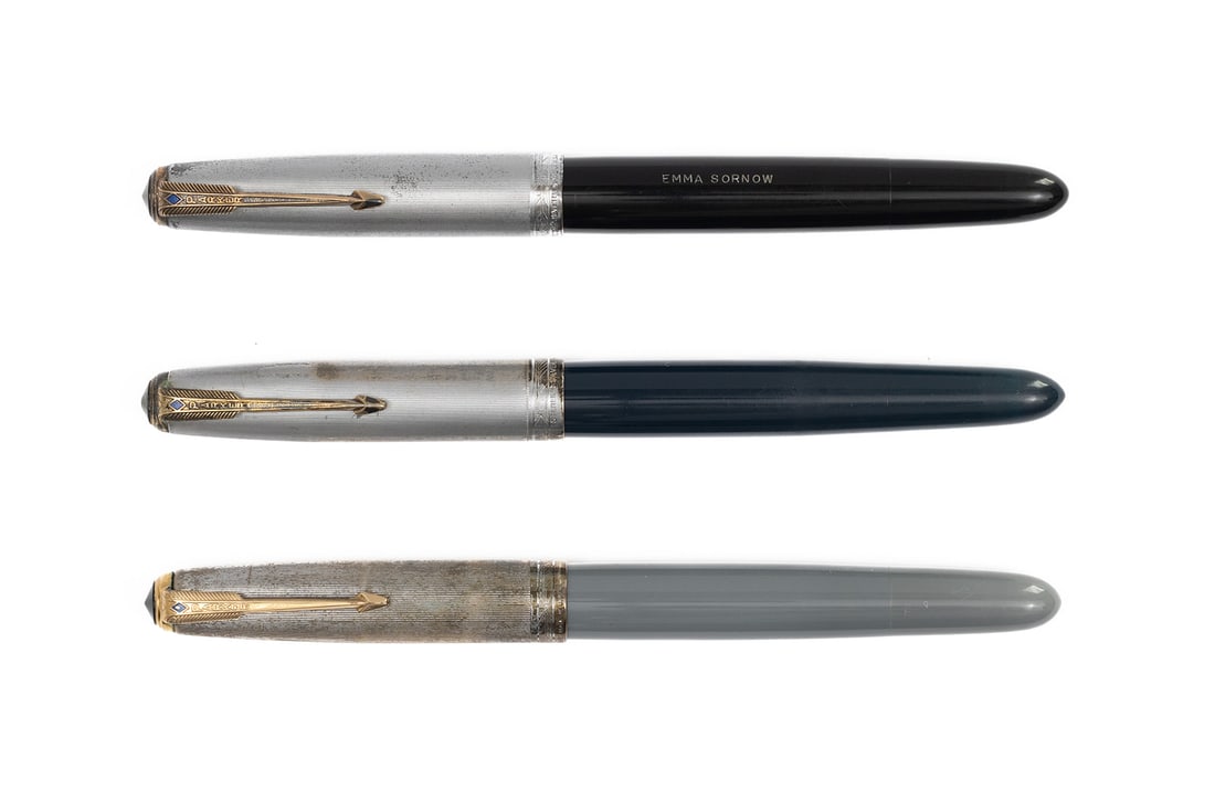 Parker 51 Vacumatic Sterling Silver Cap Fountain Pen Lot (3) (1 of 2)