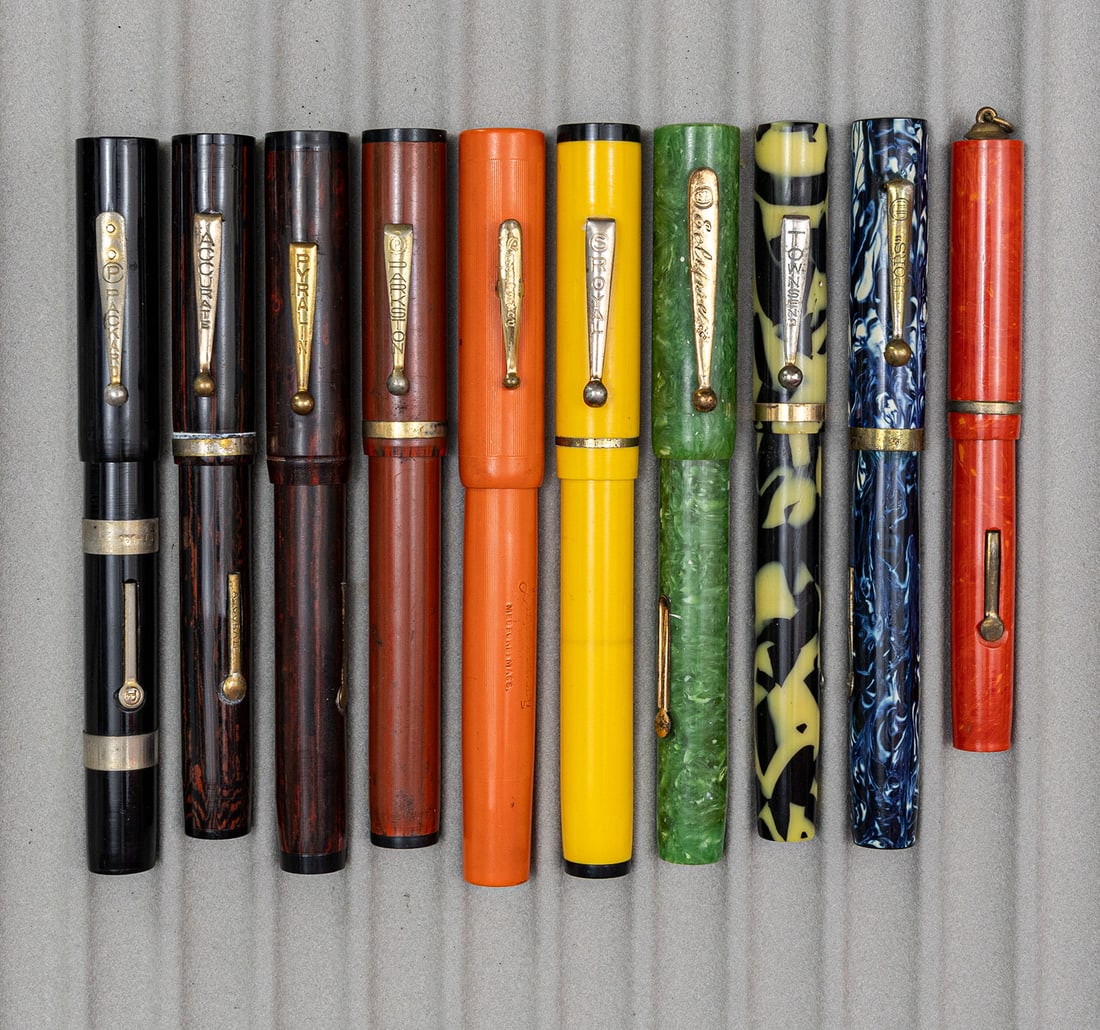 Assorted Marbled & Solid Flattop Fountain Pens (10) (1 of 2)