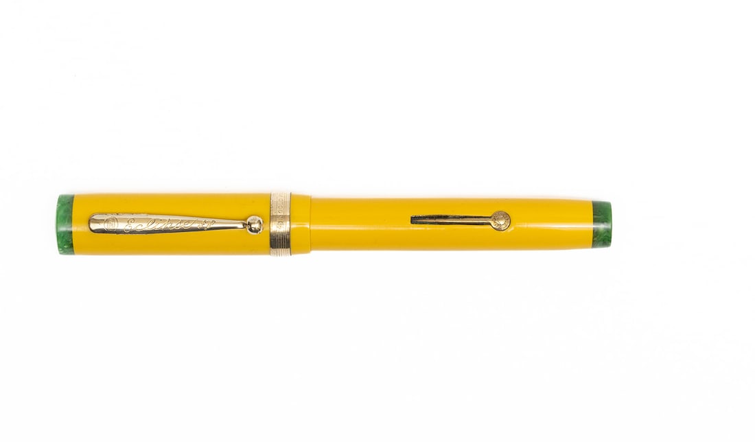 Eclipse Oversized Mandarin Yellow & Jade Fountain Pen (1 of 3)