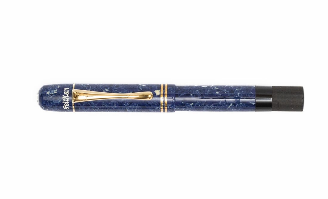 Pelikan M101N Origins of Time Lapis Blue Fountain Pen: Pelikan Originals of Their Time 1935 lapis limited edition fountain pen, with box. The Pelikan Originals of Their Time series includes four models, this is the lapis example. The series is of the famo