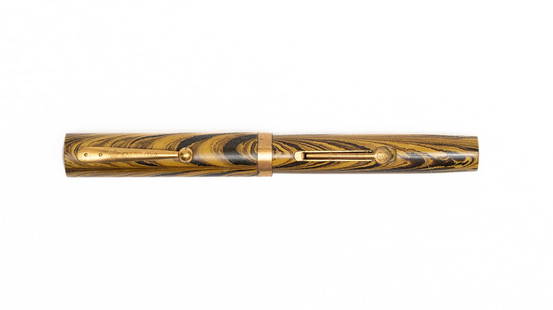 Waterman Ideal Olive Ripple 52V Dummy Fountain Pen: Waterman Ideal Olive Ripple 52V dummy fountain pen. Designed for display this Waterman 52V Olive Ripple dummy model has large circular holes in cap and barrel, the cap does unscrew on this model but n