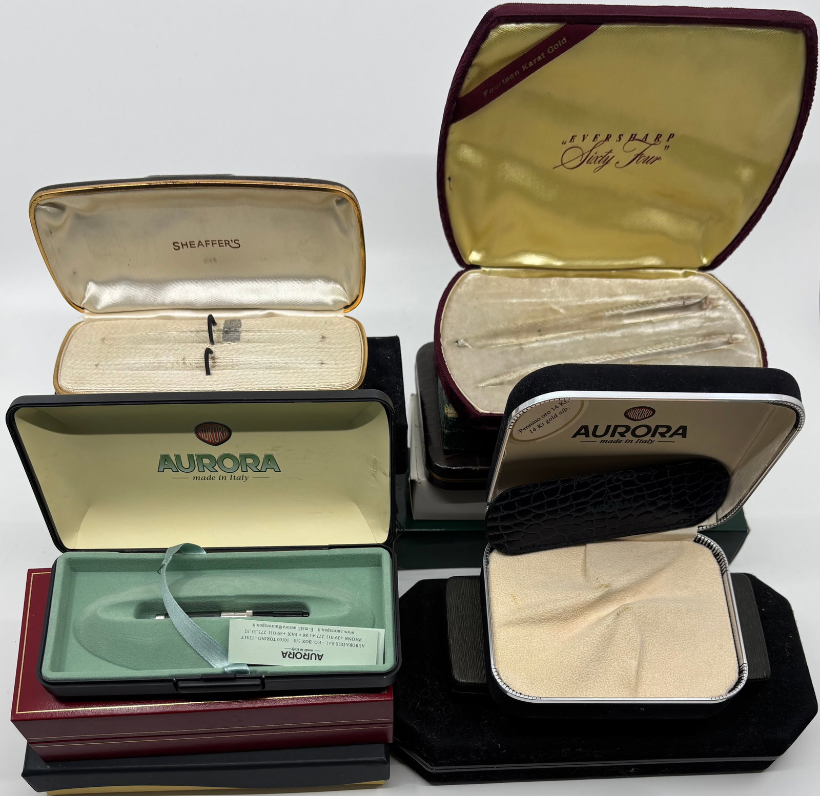 Fountain Pen Box Lot (14), Ancora, Aurora, Sheaffer, Eversharp (1 of 2)