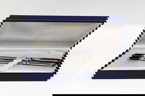 Waterman Man 200 SE Night & Day Sterling Silver Fountain Pen: Waterman Man 200 special edition sterling silver Night & Day fountain pen with period box. The Night and Day sterling silver pattern first appeared on Waterman’s black hard rubber pens during the fi