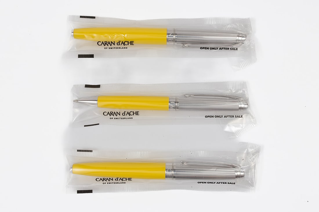 Caran d’Ache Leman Bi-Color Yellow Fountain Pen 3-Piece Set SEALED (1 of 2)