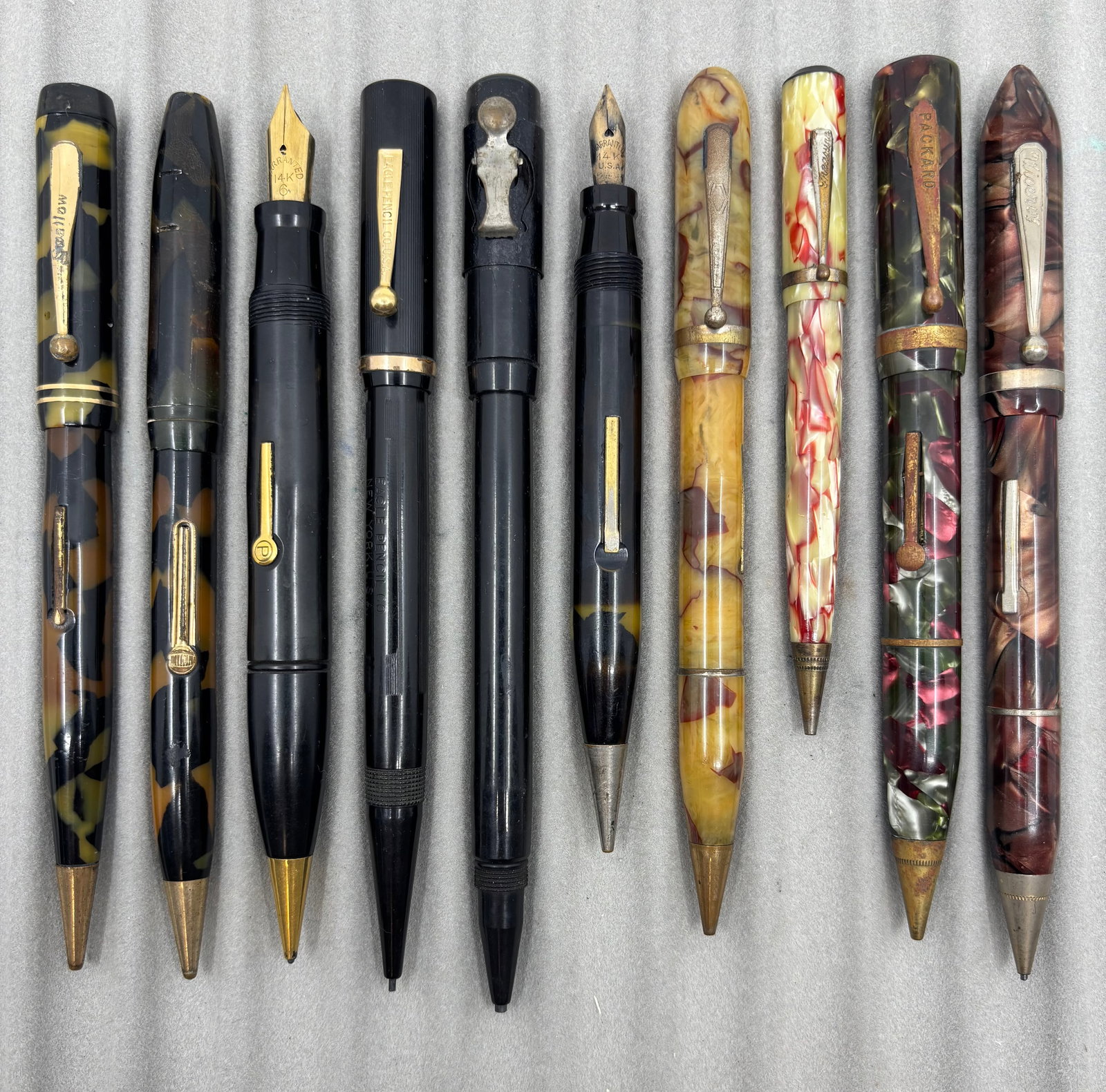 Assorted Celluloid Fountain Pen/Pencil Combos (10) Lot K, 14K Nibs (1 of 2)