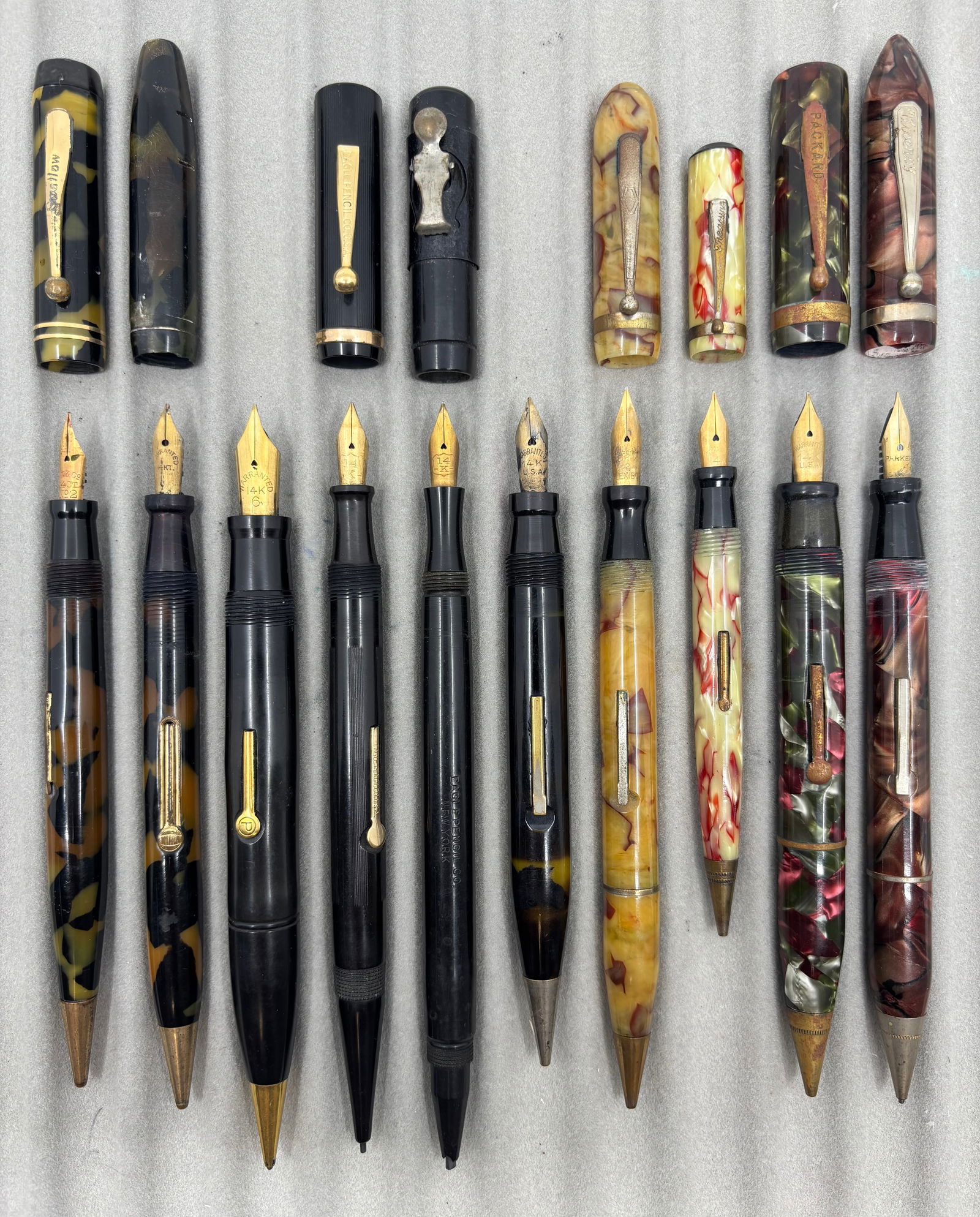 Assorted Celluloid Fountain Pen/Pencil Combos (10) Lot K, 14K Nibs - 2