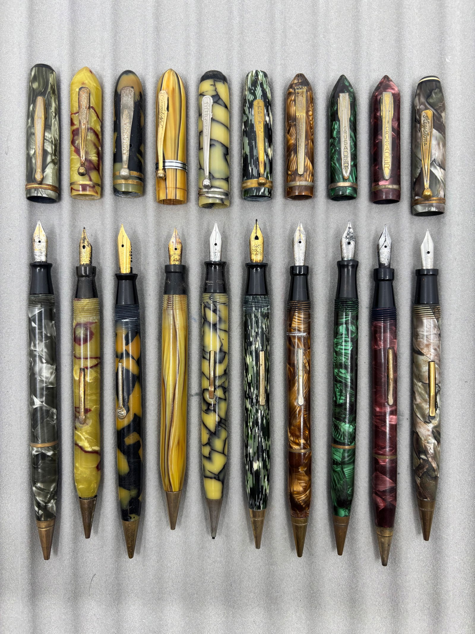 Assorted Celluloid Fountain Pen/Pencil Combos (10) Lot H - 2