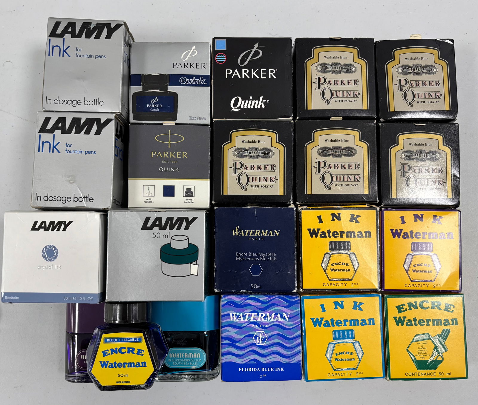 Parker, Waterman & Lamy Fountain Pen Ink Bottle Lot (21) (1 of 1)