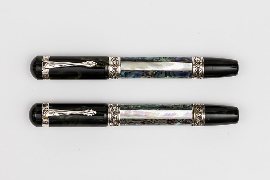 Ancora Capri Green/Pearl & Sterling Silver Fountain Pen & Rollerball Set (1 of 3)