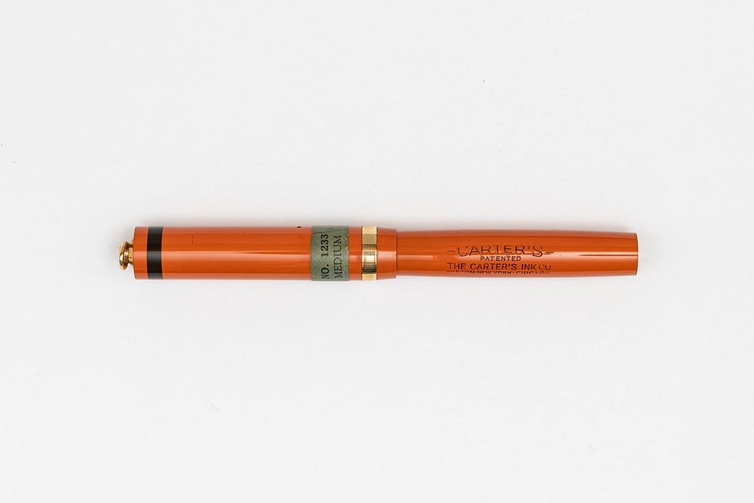 Carter 1233 Red Hard Rubber Fountain Pen, Original Price Band (1 of 3)