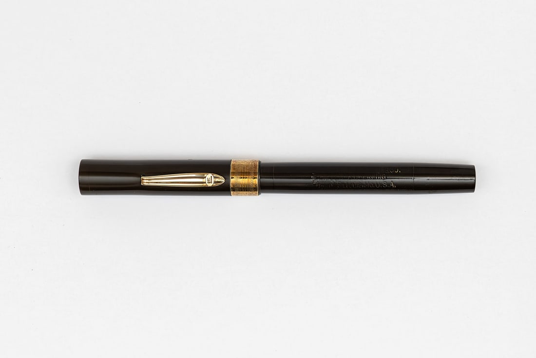 Eisenstadt 4 Black Hard Rubber Decorative Gold Cap Band Fountain Pen (1 of 3)