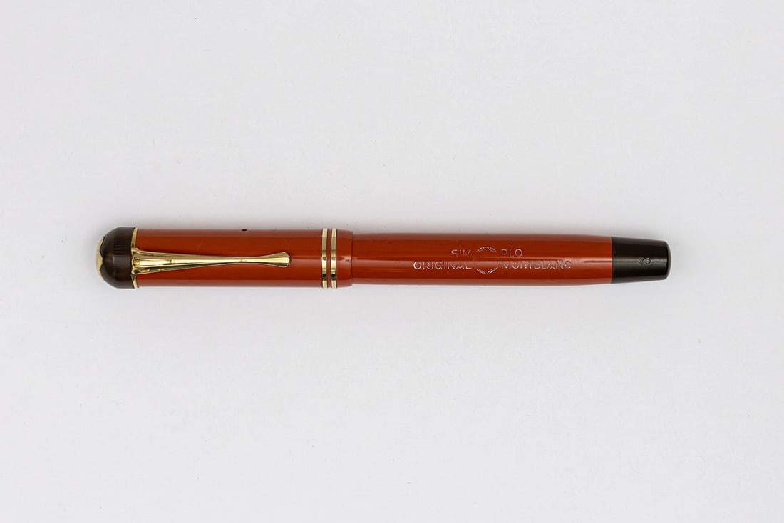 Montblanc 30 Coral Masterpiece Fountain Pen: Montblanc Masterpiece Simplo 30 model fountain pen in coral, circa 1930’s. Pen marked 4810 Montblanc Masterpiece on cap and Simplo Original Montblanc on barrel, piston knob marked 30 with extra fine
