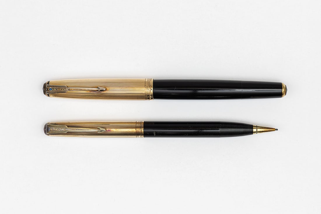 Parker 51 Heritage Gold Filled Cap 14K Trim Fountain Pen Set (1 of 4)