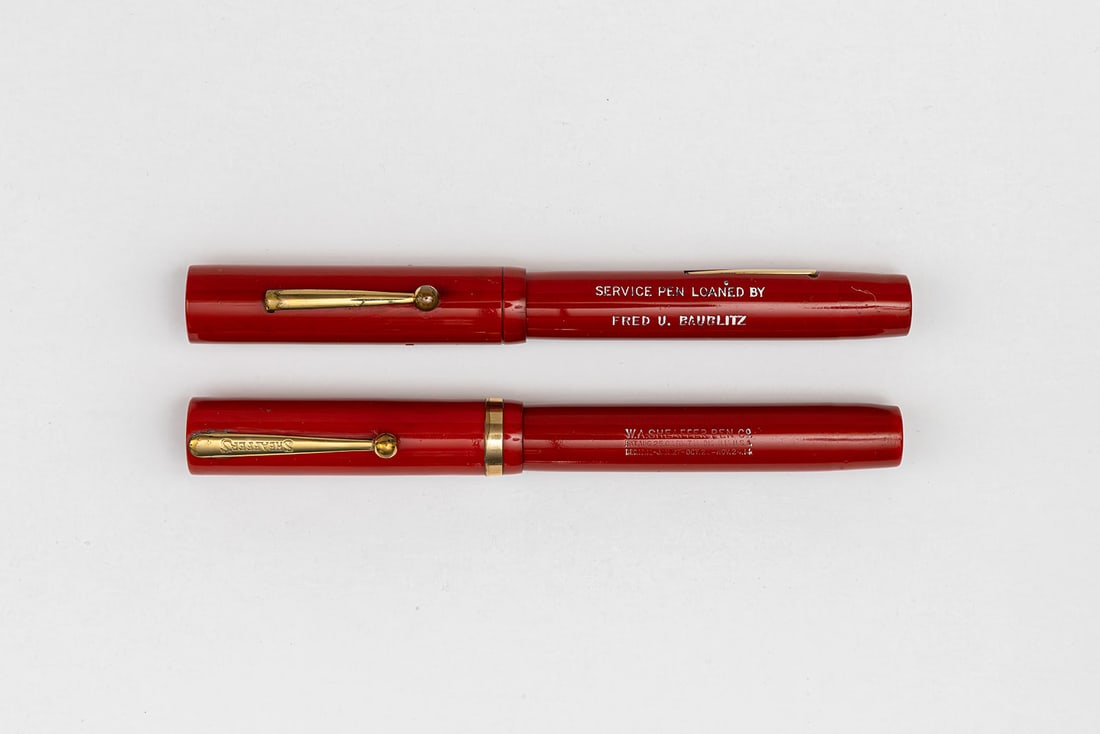 Sheaffer Flattop Senior Cherry Red Secretary & Loaner Fountain Pens (1 of 3)