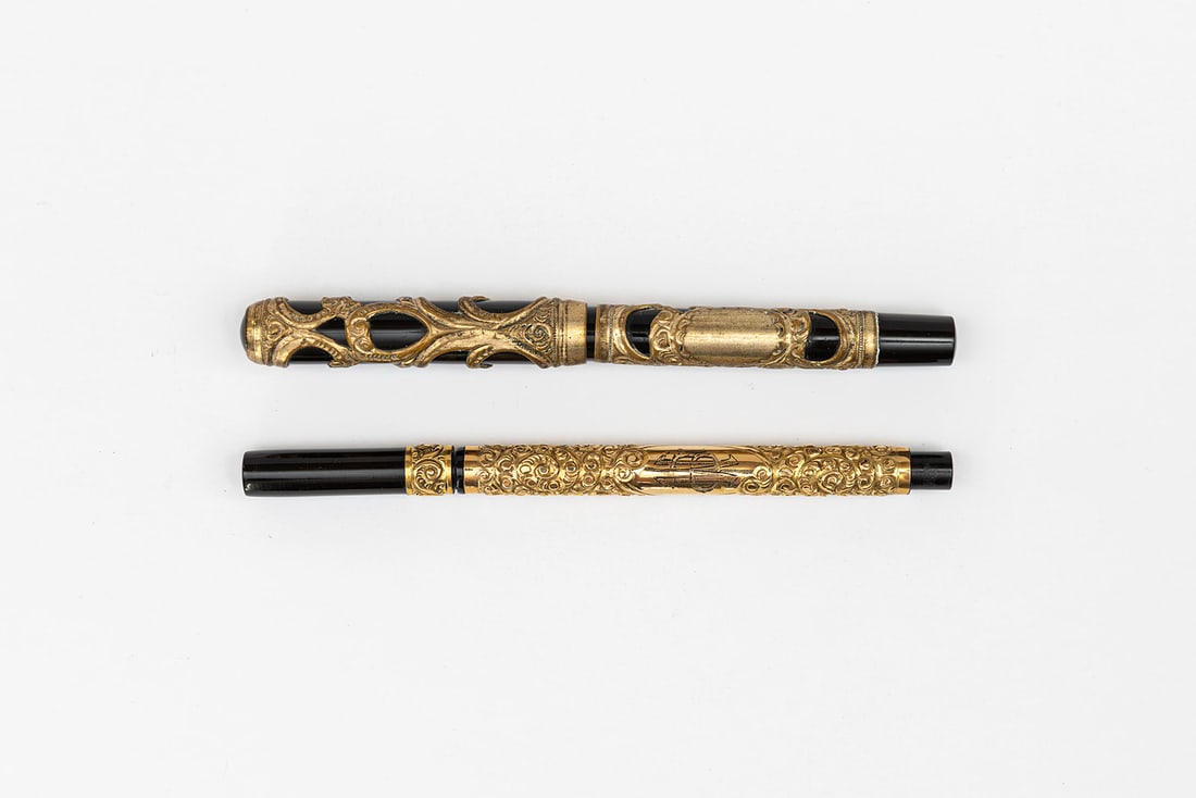 Aikin Lambert Gold Filled Filigree & Overlay Fountain Pens (2) (1 of 3)