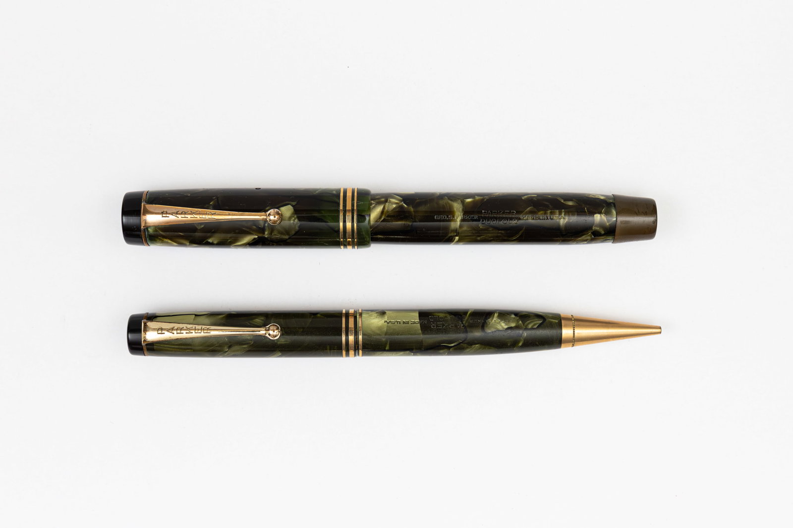 Parker Duofold Streamline Senior Green Pearl & Black Fountain Pen Set (1 of 3)