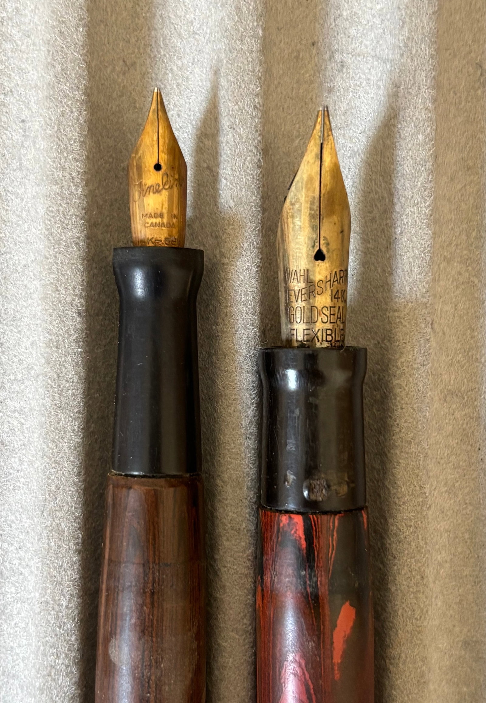 Wahl Eversharp Olive and Red Mottled Fountain Pen Desk Sets (2) - 5