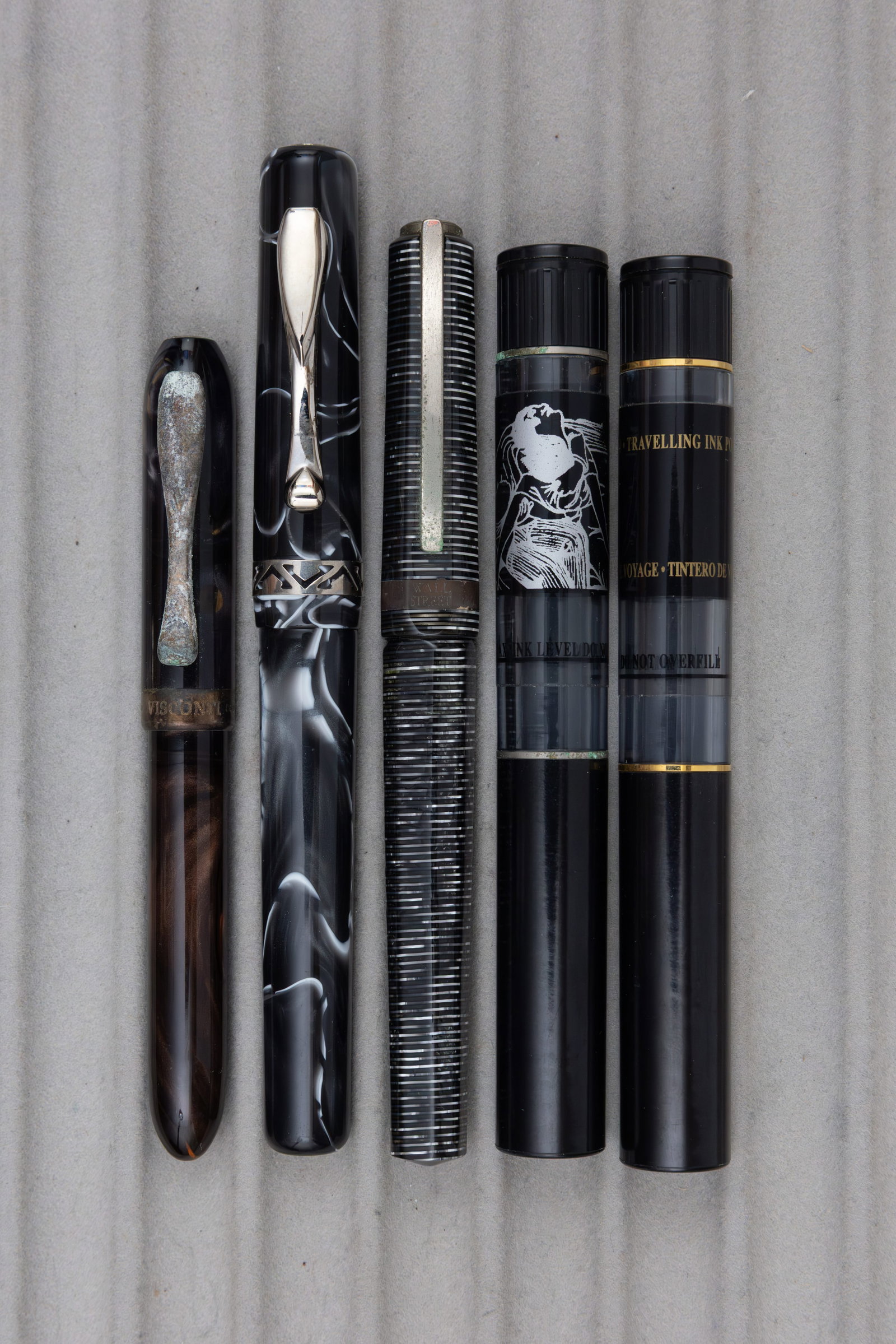 Visconti Rollerball, Fountain Pens and Ink Pots (5), As Is (1 of 2)