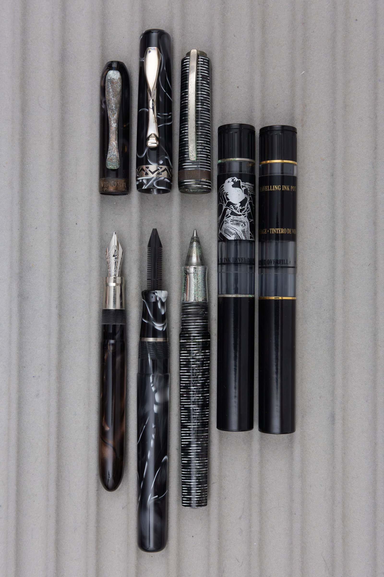 Visconti Rollerball, Fountain Pens and Ink Pots (5), As Is - 2