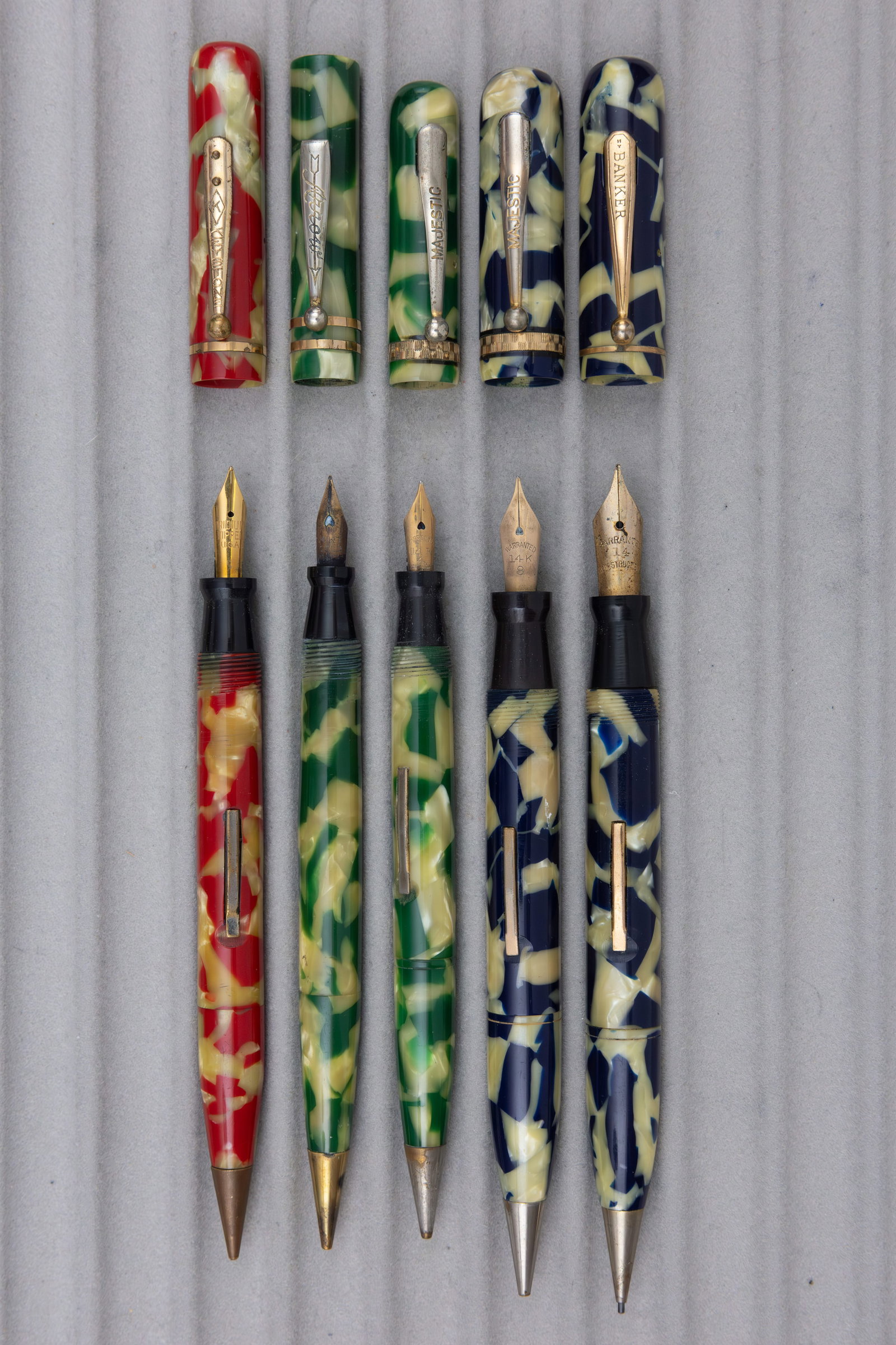 Schnell Celluloid Banker, Keystone, Majestic Fountain Pen Pencil Combos (5) - 2