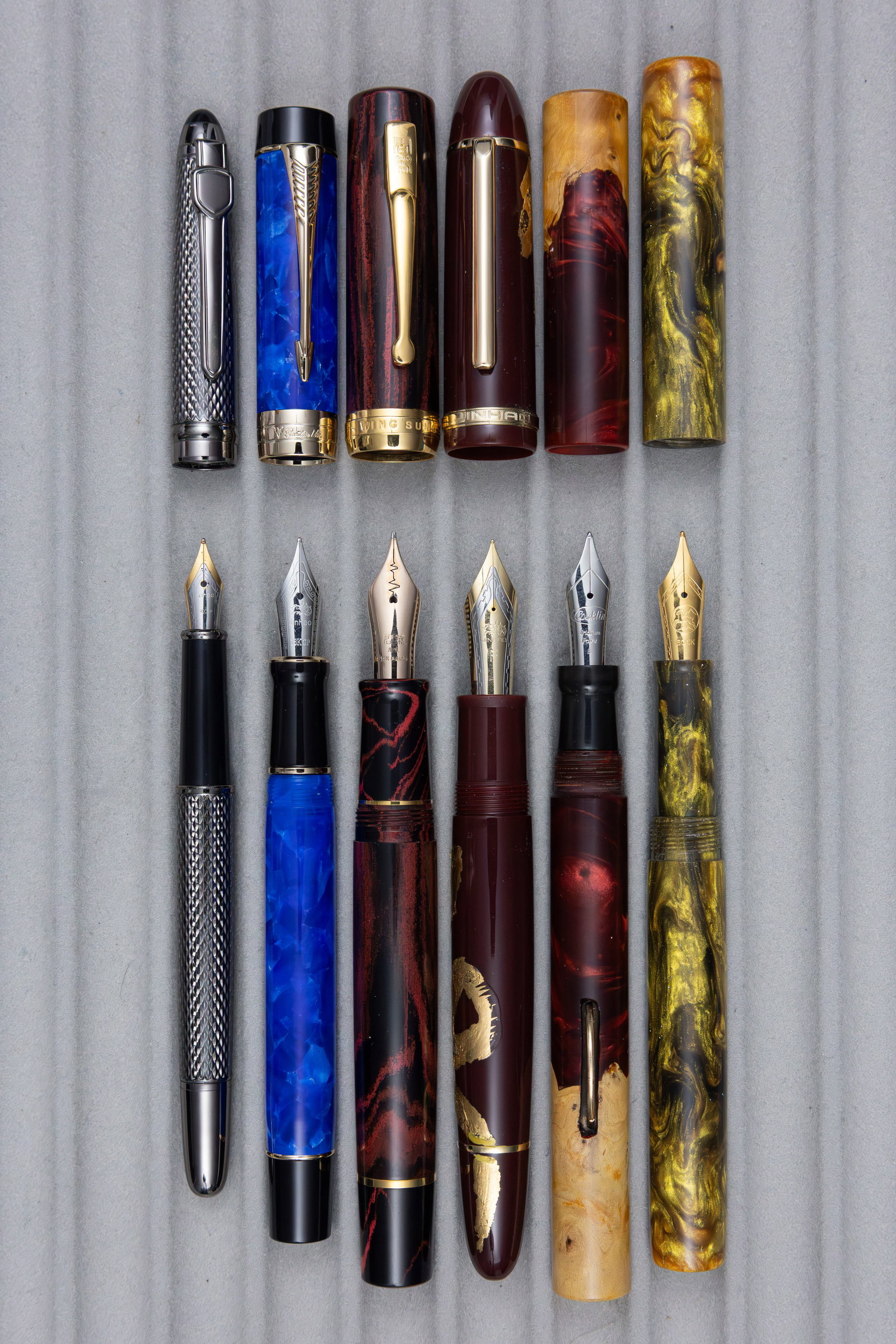 Modern Hand Turned, Wing Sung 14K Nib and Jiahao Fountain Pens (6) - 2