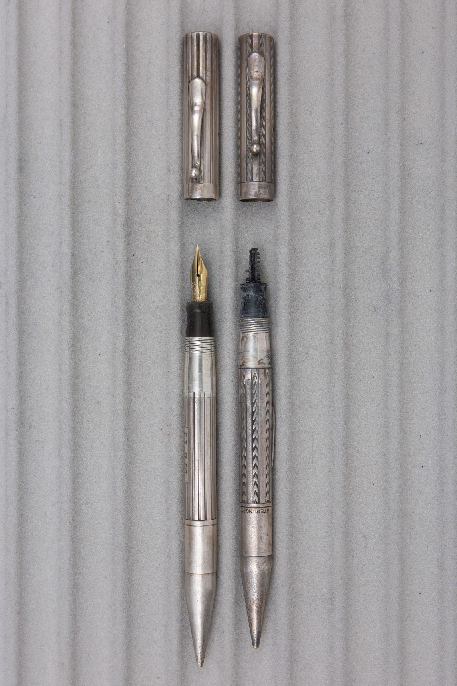 Edward Todd Sterling Silver Fountain Pen/Pencil Combos (2) - 2