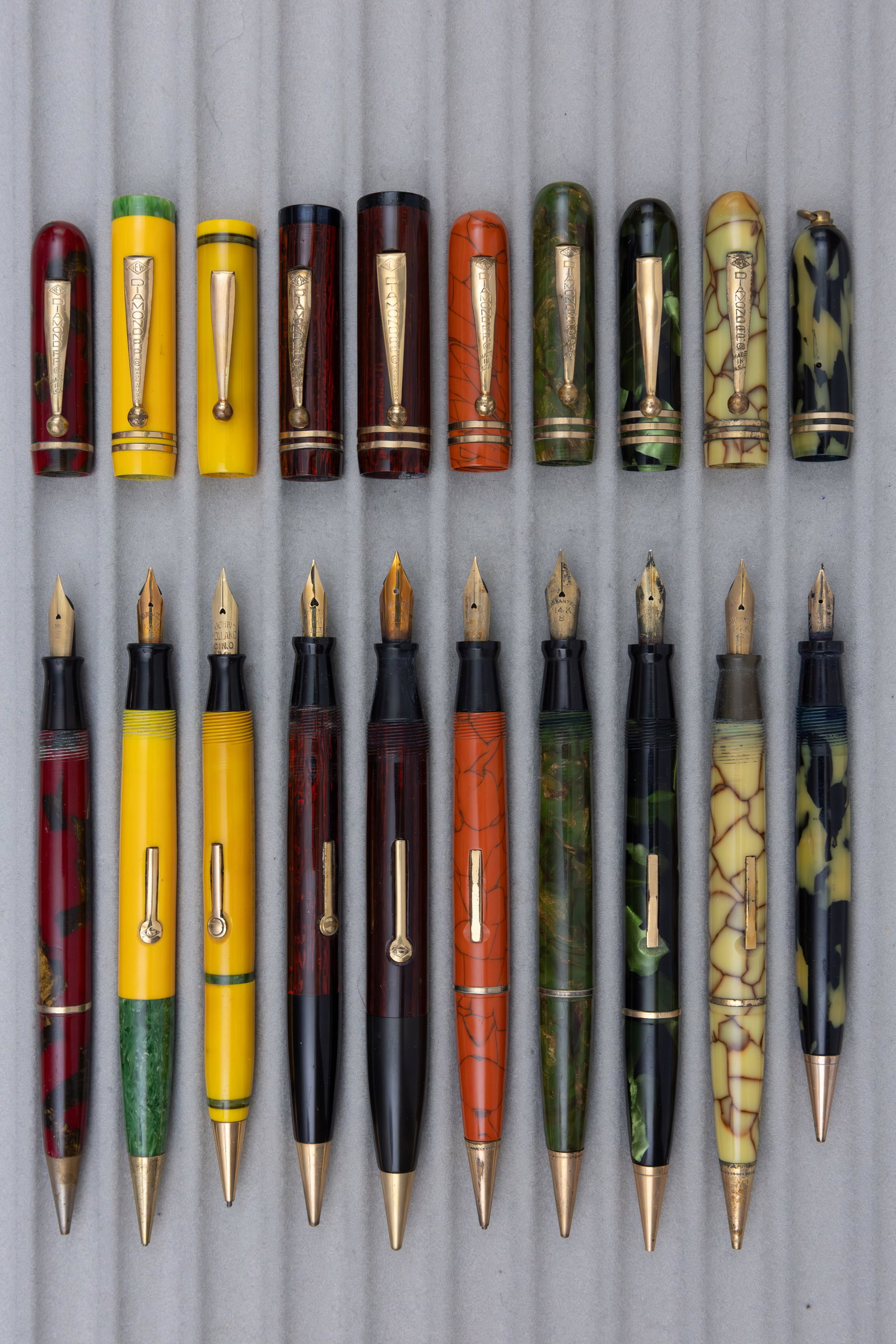 Diamond Point Fountain Pen Pencil Combinations (10), 14K Gold Nibs - 2