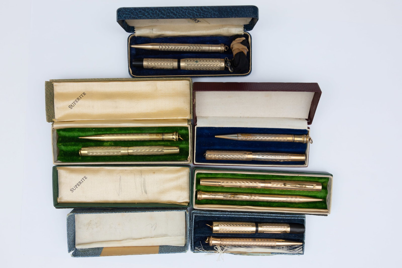 Assorted Gold Filled Fountain Pen and Pencil Sets (5), Boxed - 2