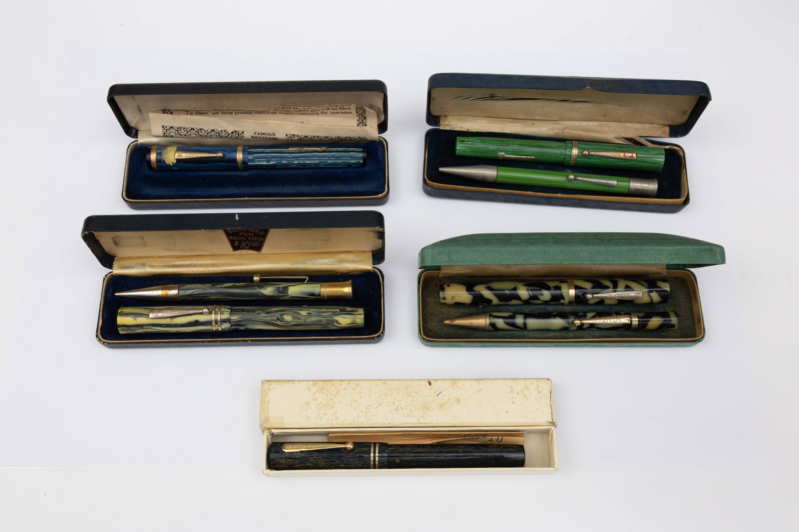 Assorted Boxed Fountain Pens and Pencils (8), 14K Gold Nibs - 2