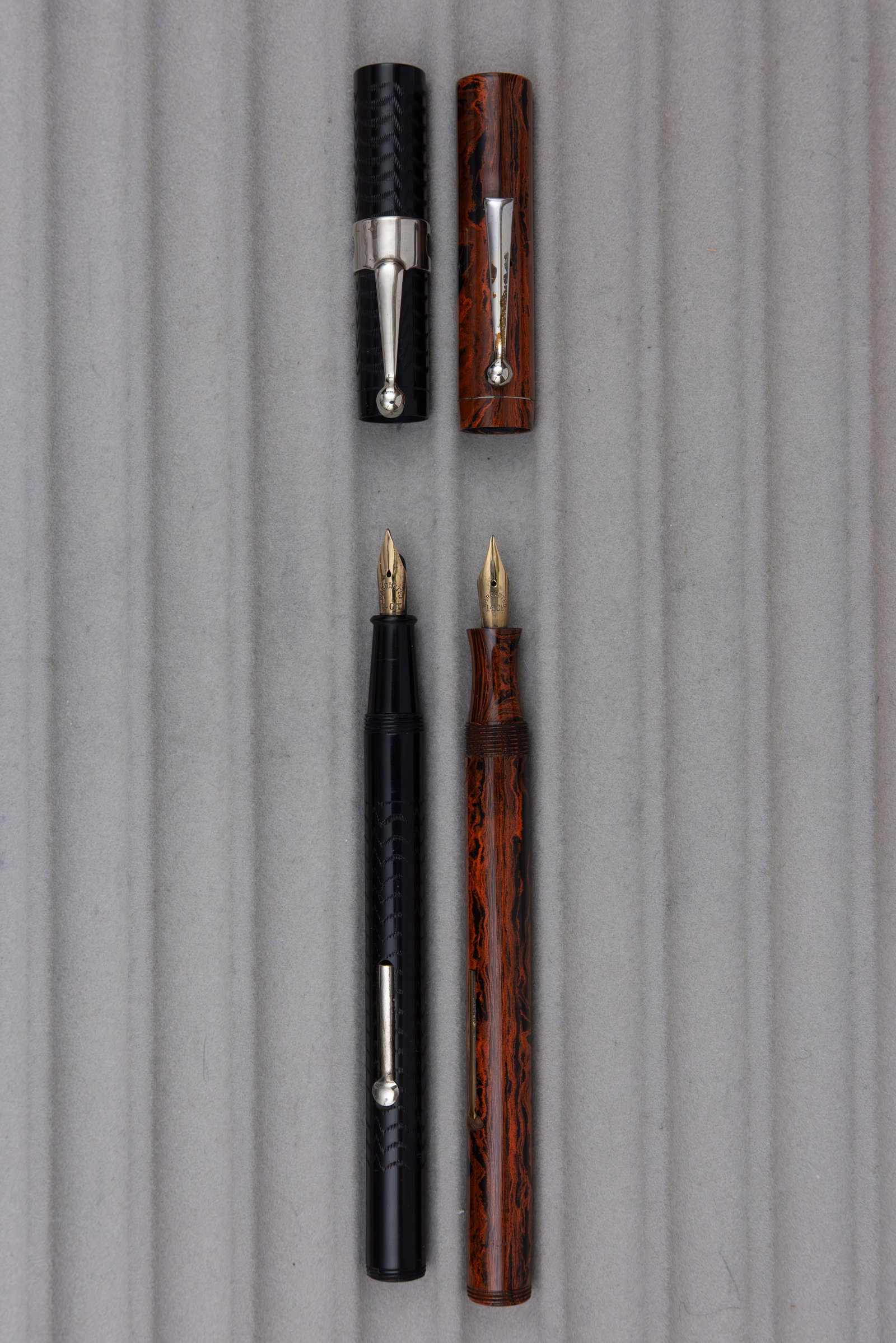 Ty-Phoo Tea English Made Red Mottled and Black Fountain Pens - 2