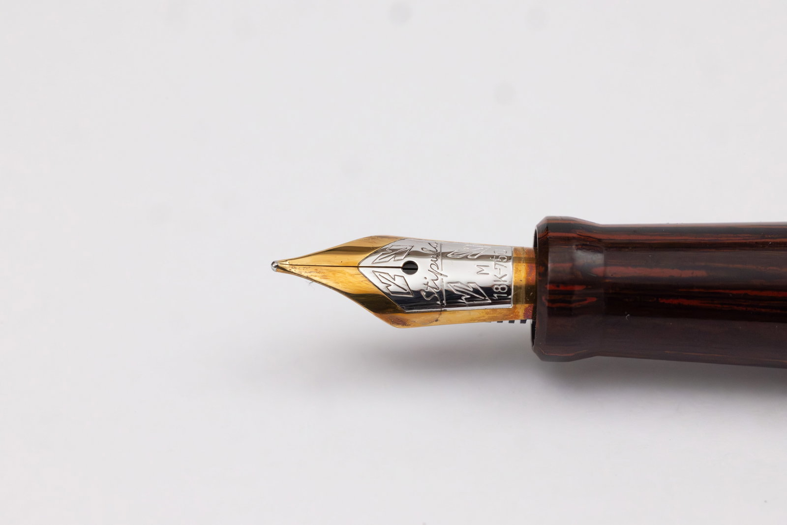 Stipula Novecento Red Mottled Sterling Trim Fountain Pen - 3