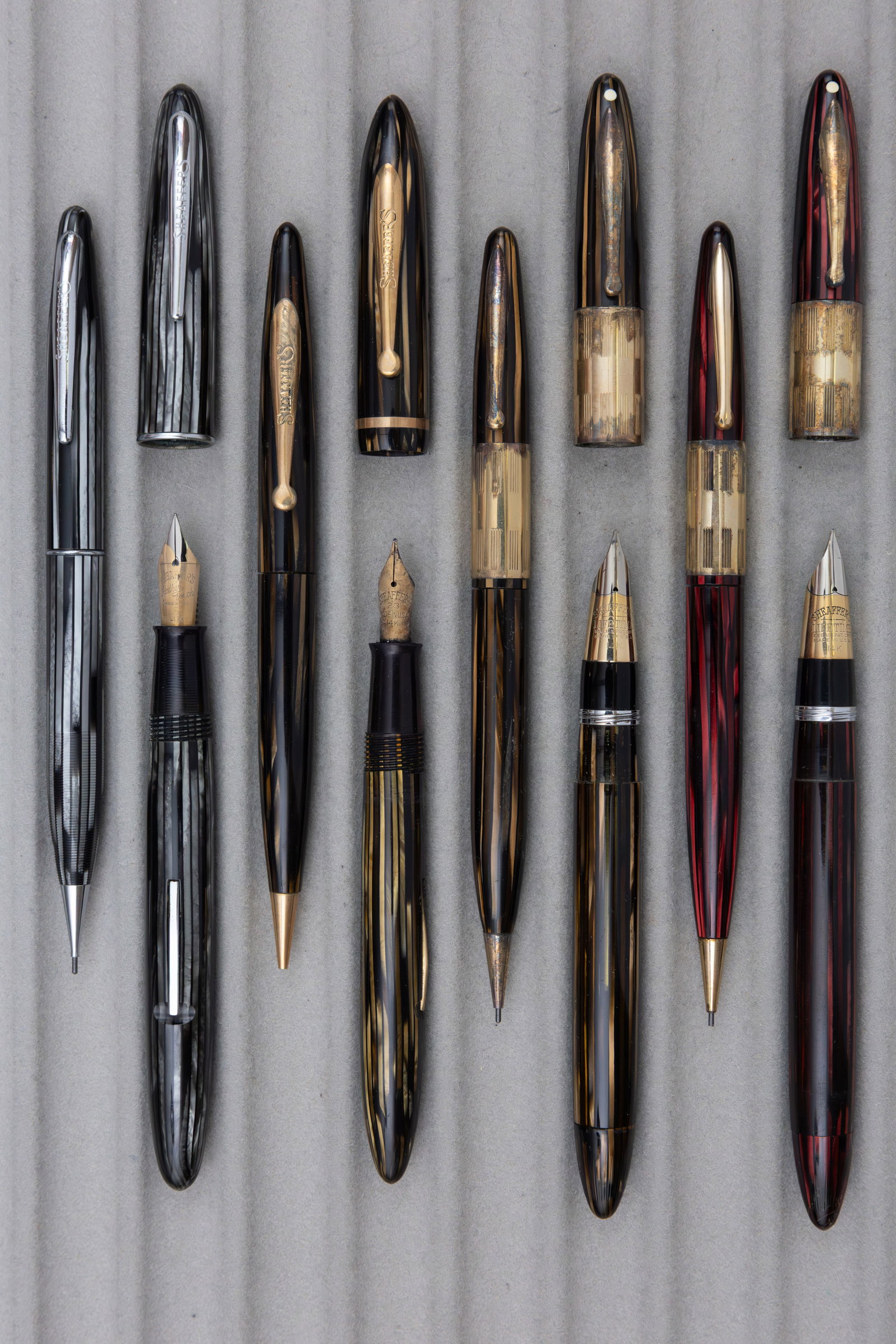 Sheaffer Striated Fountain Pen and Pencil Sets (4) - 2
