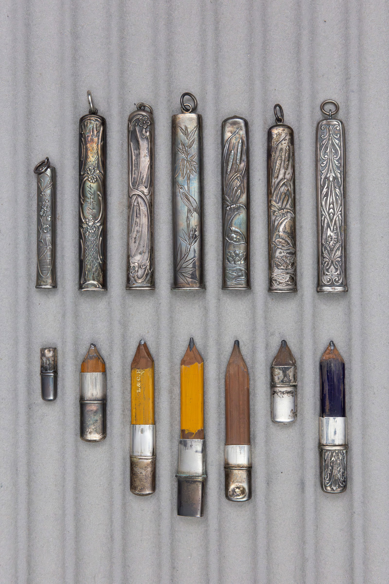 Silver and Silver Plate Victorian Sheath Style Pencils (7) - 2