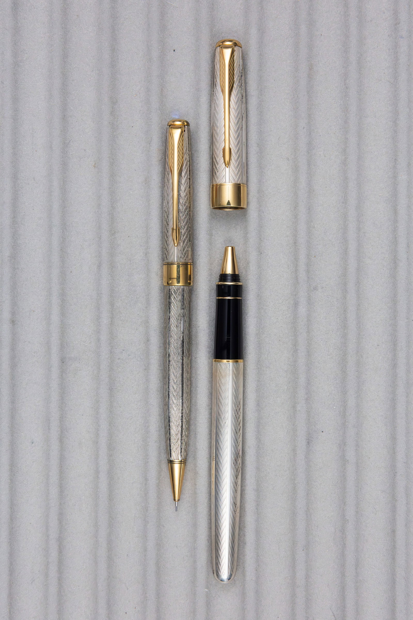 Parker Sonnet Sterling Silver Fougere Rollerball Pen and Pencil Set - 2