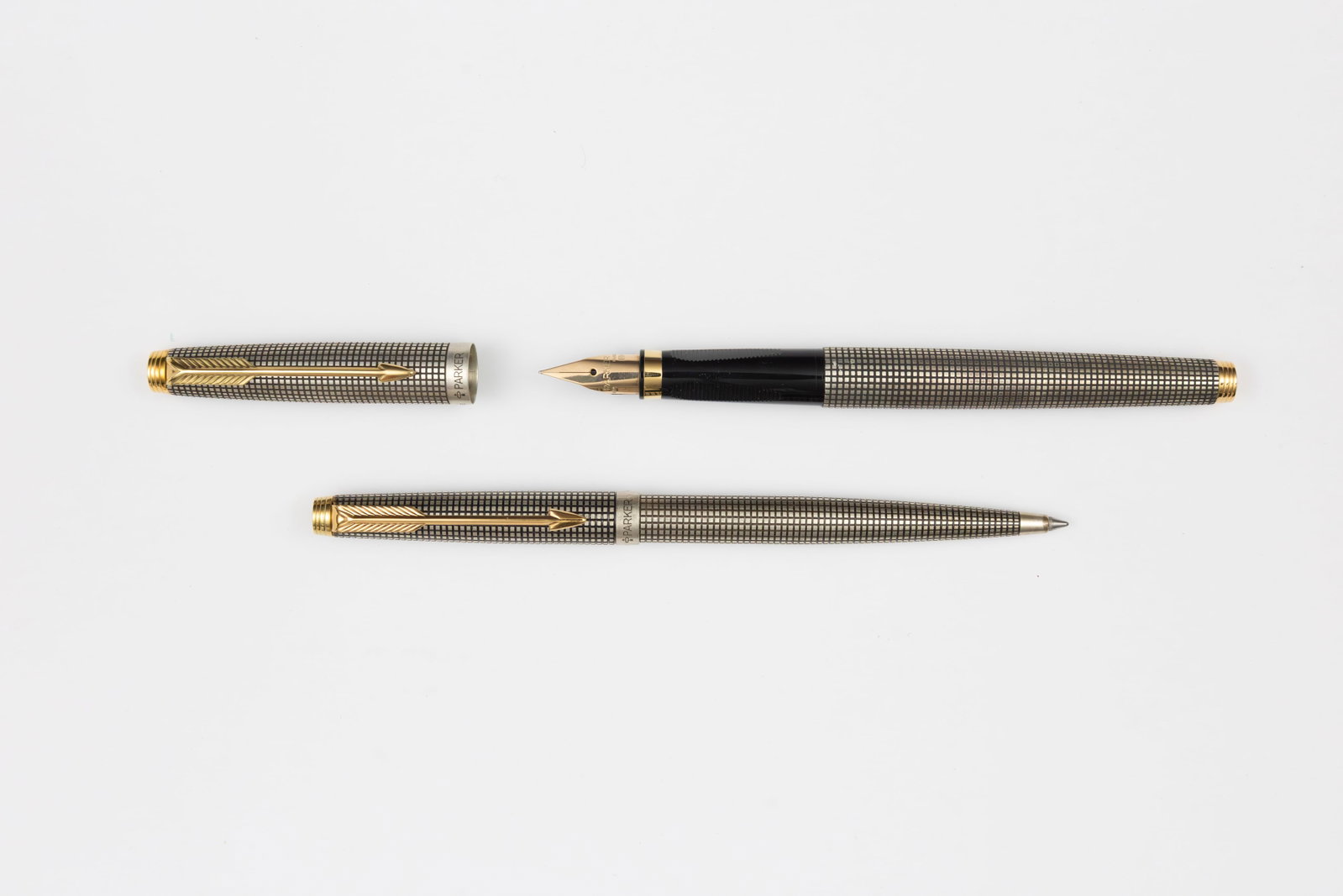 Parker 75 Cisele Sterling Silver Dish Tassie Fountain Pen, Ballpoint Set - 2