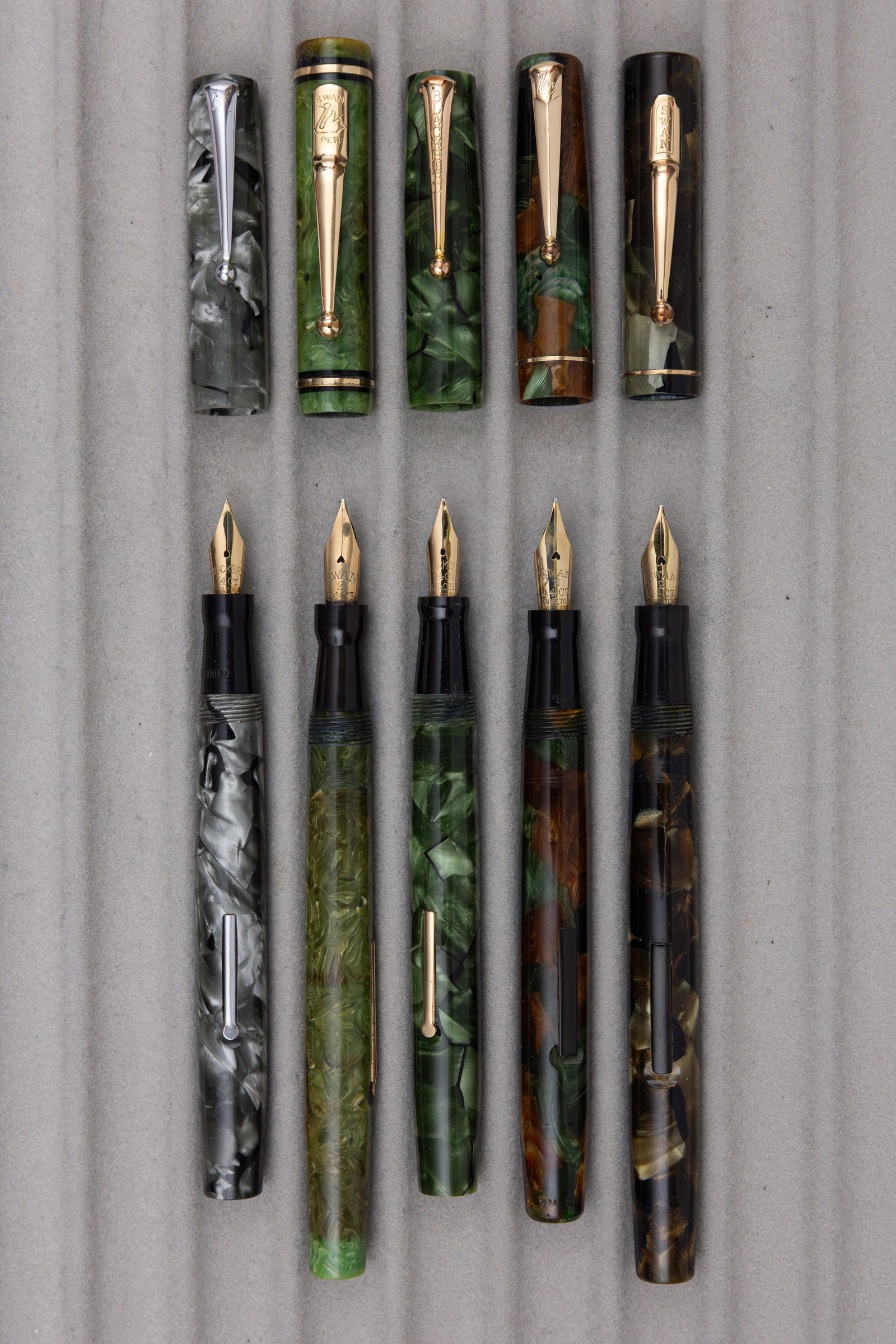 Mabie Todd Swan and Blackbird Marbleized Fountain Pens (5) - 2