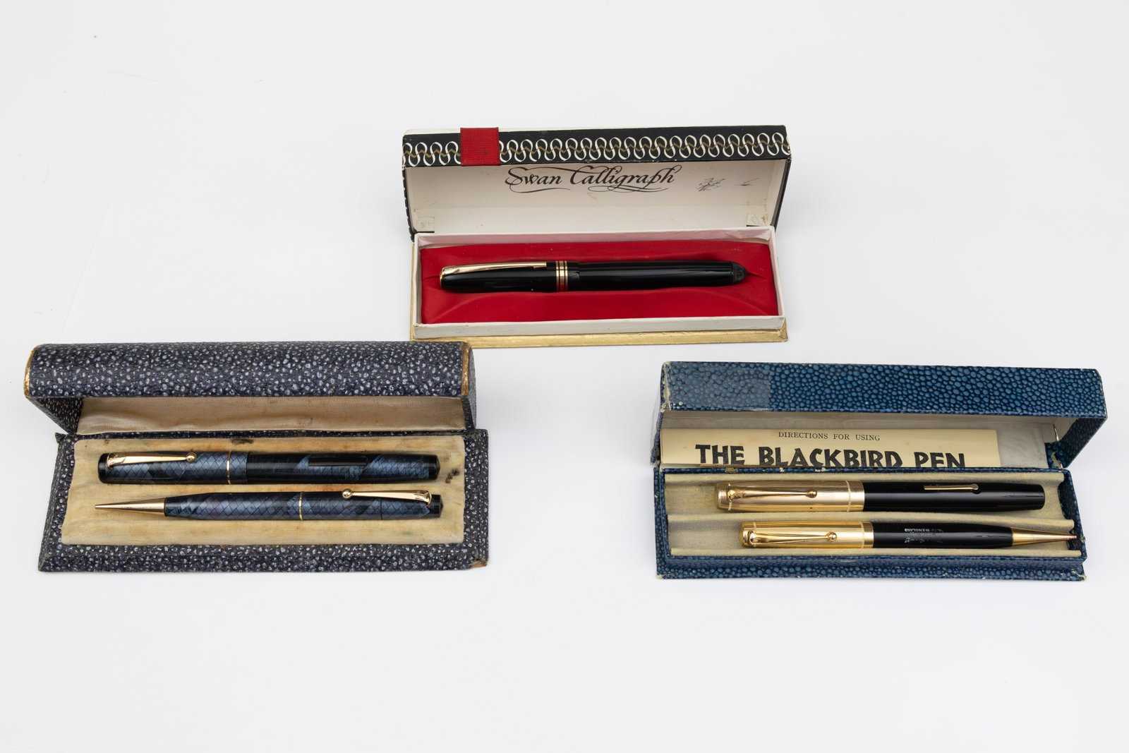 Mabie Todd Swan Fountain Pens and Pencils (5), Boxed - 2