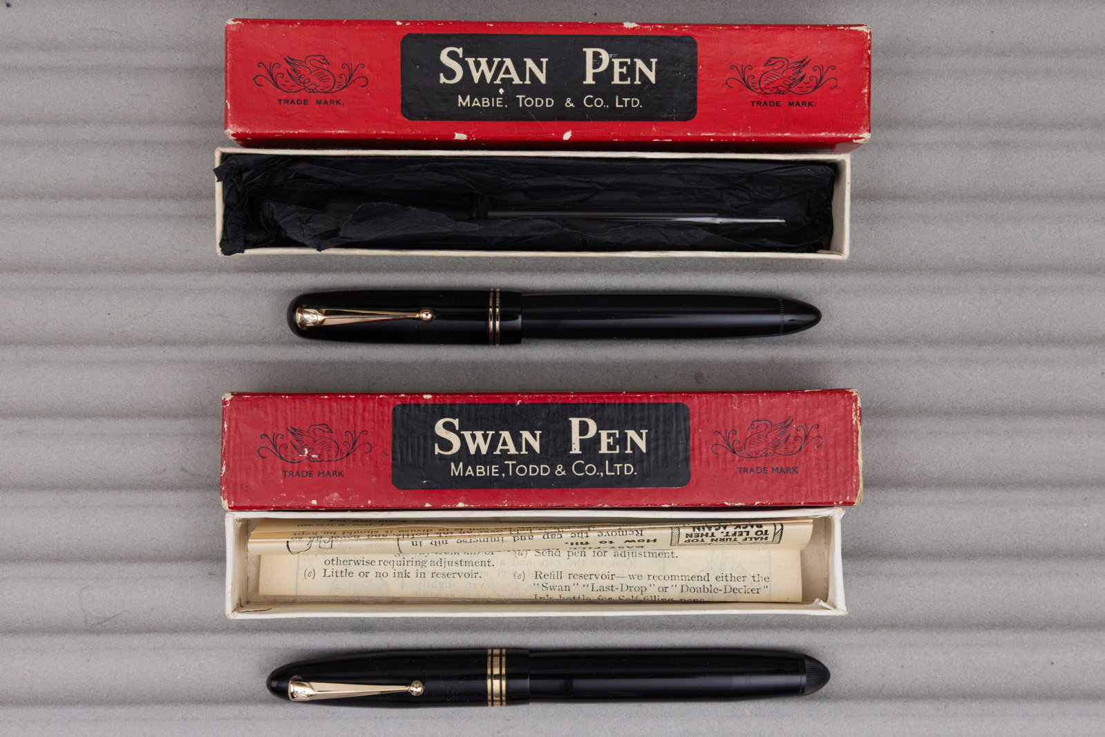 Mabie Todd Swan Safety and Leverless Fountain Pens, Boxed (1 of 2)