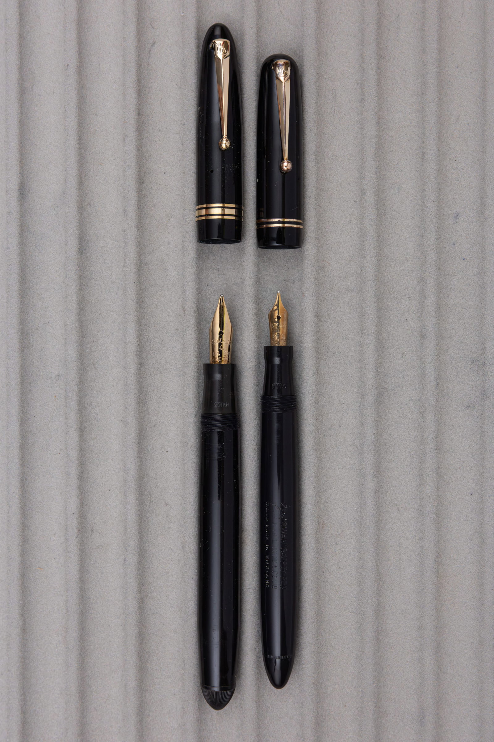 Mabie Todd Swan Safety and Leverless Fountain Pens, Boxed - 2